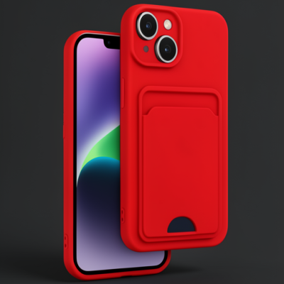 Apple İphone 14 Kılıf Kelvin Kartvizitli Silikon - Kırmızı