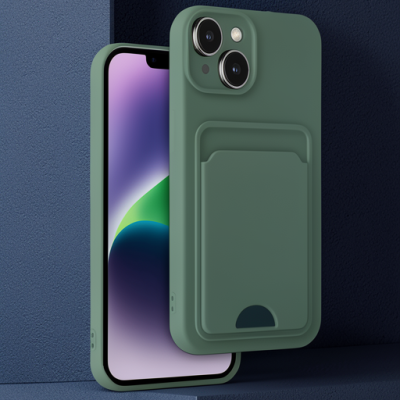 Apple İphone 14 Kılıf Kelvin Kartvizitli Silikon - Koyu Yeşil