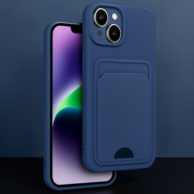 Apple İphone 14 Kılıf Kelvin Kartvizitli Silikon - Lacivert