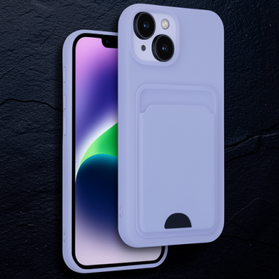 Apple İphone 14 Kılıf Kelvin Kartvizitli Silikon - Lila