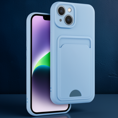 Apple İphone 14 Kılıf Kelvin Kartvizitli Silikon - Mavi