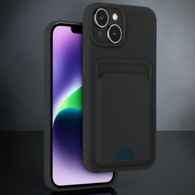 Apple İphone 14 Kılıf Kelvin Kartvizitli Silikon - Siyah