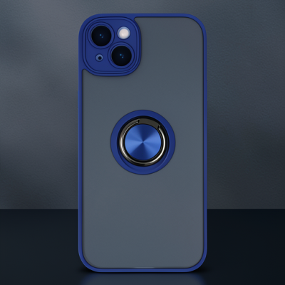 Apple İphone 14 Kılıf Montreal Yüzüklü Silikon Kapak - Lacivert