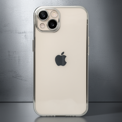 Apple İphone 14 Kılıf Razer Lensli Silikon - Gümüş