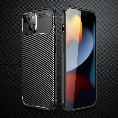 Apple İphone 14 Plus Kılıf Auto Focus Karbon Kapak - Siyah