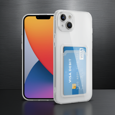 Apple İphone 14 Plus Kılıf Kart Şeffaf Silikon - Şeffaf