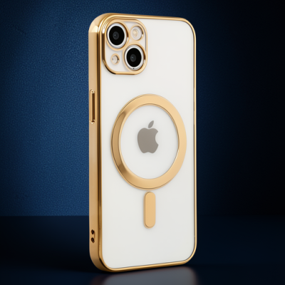 Apple İphone 14 Plus Kılıf Magneticsafe Lazer Silikon - Gold