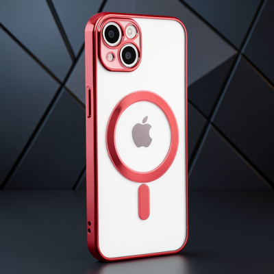 Apple İphone 14 Plus Kılıf Magneticsafe Lazer Silikon - Kırmızı