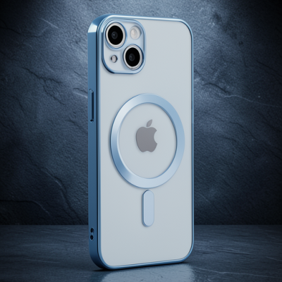 Apple İphone 14 Plus Kılıf Magneticsafe Lazer Silikon - Sierra Blue
