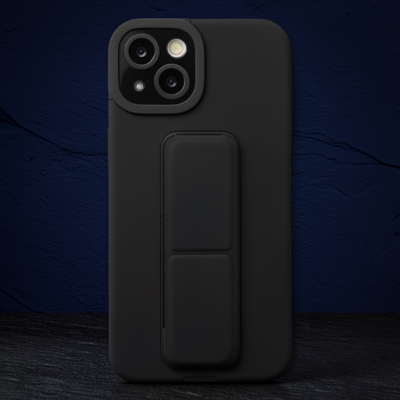 Apple İphone 14 Plus Kılıf Mega Standlı Silikon - Siyah