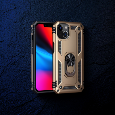 Apple İphone 14 Plus Kılıf Sofya Yüzüklü Silikon Kapak - Gold