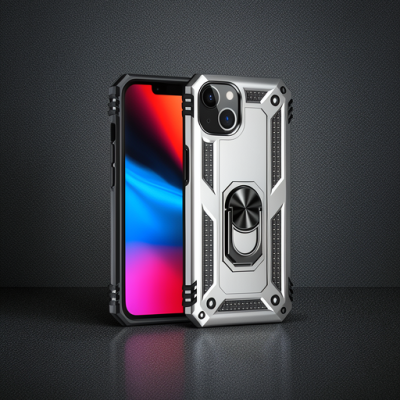 Apple İphone 14 Plus Kılıf Sofya Yüzüklü Silikon Kapak - Gümüş