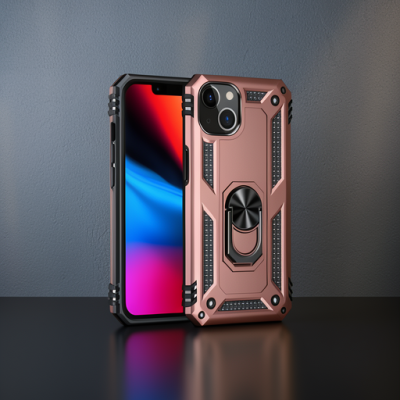 Apple İphone 14 Plus Kılıf Sofya Yüzüklü Silikon Kapak - Rose