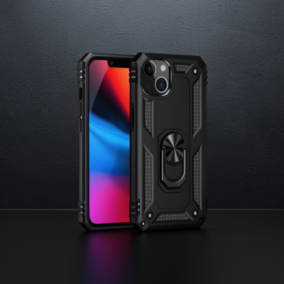 Apple İphone 14 Plus Kılıf Sofya Yüzüklü Silikon Kapak - Siyah