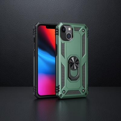 Apple İphone 14 Plus Kılıf Sofya Yüzüklü Silikon Kapak - Yeşil