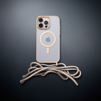 Apple İphone 14 Pro Kılıf Divo Lazer Askılı Magsafe Kapak - Gold