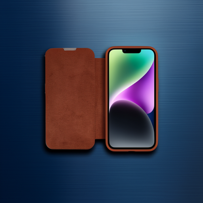 Apple İphone 14 Pro Kılıf Dolpin Kapaklı - Kahverengi
