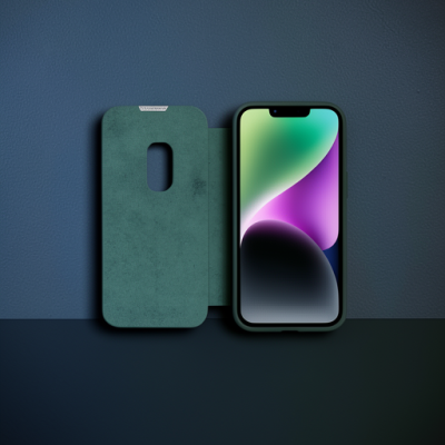 Apple İphone 14 Pro Kılıf Dolpin Kapaklı - Koyu Yeşil