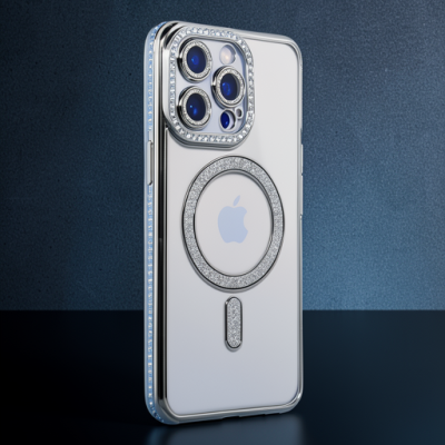 Apple İphone 14 Pro Kılıf Joke Simli Magneticsafe Kılıf - Gümüş