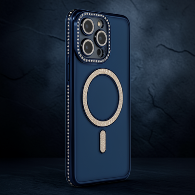 Apple İphone 14 Pro Kılıf Joke Simli Magneticsafe Kılıf - Lacivert
