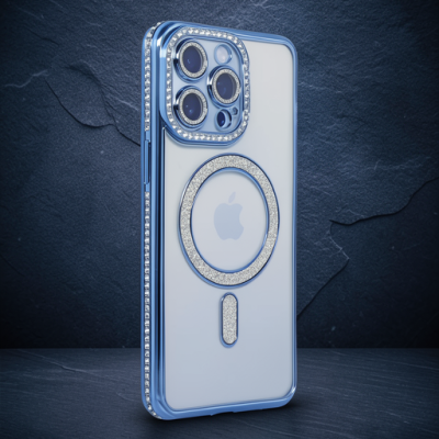 Apple İphone 14 Pro Kılıf Joke Simli Magneticsafe Kılıf - Mavi