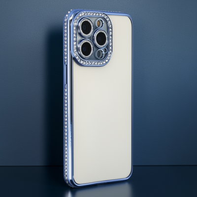 Apple İphone 14 Pro Kılıf Joke Taşlı Silikon - Mavi