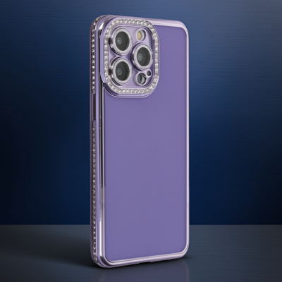 Apple İphone 14 Pro Kılıf Joke Taşlı Silikon - Mor