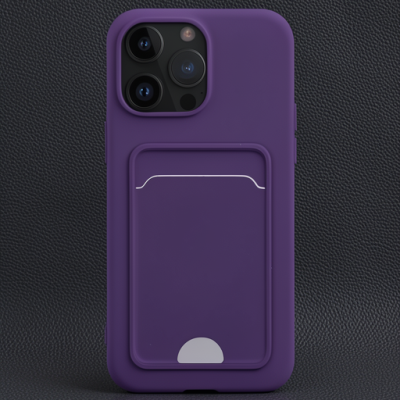Apple İphone 14 Pro Kılıf Kelvin Kartvizitli Silikon - Derin Mor