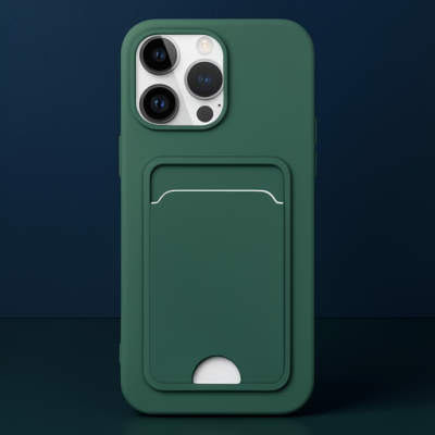 Apple İphone 14 Pro Kılıf Kelvin Kartvizitli Silikon - Koyu Yeşil