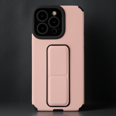 Apple İphone 14 Pro Kılıf Mega Standlı Silikon - Pudra