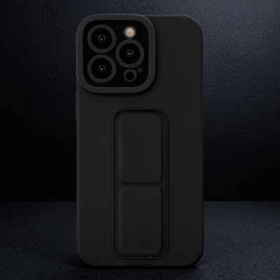 Apple İphone 14 Pro Kılıf Mega Standlı Silikon - Siyah