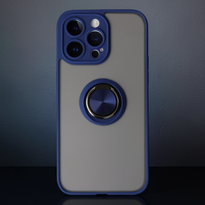 Apple İphone 14 Pro Kılıf Montreal Yüzüklü Silikon Kapak - Lacivert