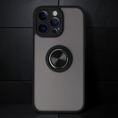 Apple İphone 14 Pro Kılıf Montreal Yüzüklü Silikon Kapak - Siyah