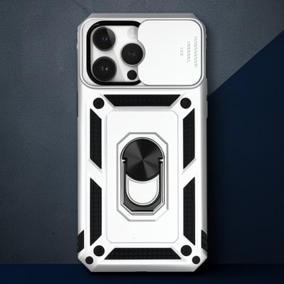 Apple İphone 14 Pro Kılıf Pars Lens Yüzüklü Silikon - Gümüş