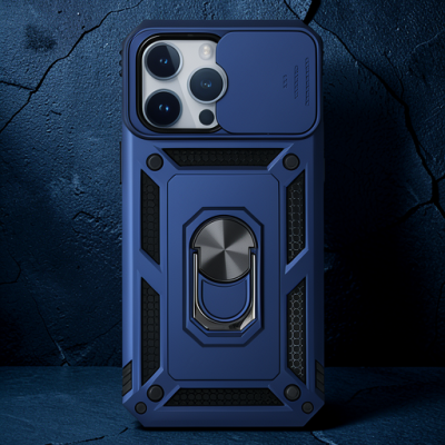 Apple İphone 14 Pro Kılıf Pars Lens Yüzüklü Silikon - Lacivert