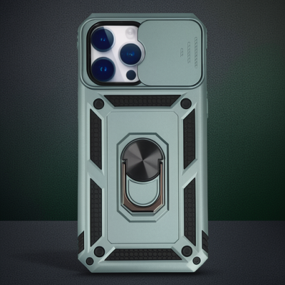 Apple İphone 14 Pro Kılıf Pars Lens Yüzüklü Silikon - Yeşil