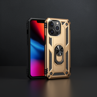 Apple İphone 14 Pro Kılıf Sofya Yüzüklü Silikon Kapak - Gold
