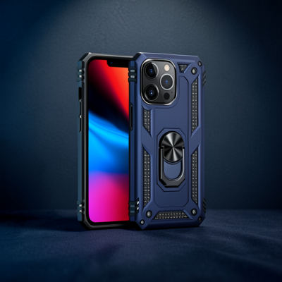 Apple İphone 14 Pro Kılıf Sofya Yüzüklü Silikon Kapak - Lacivert