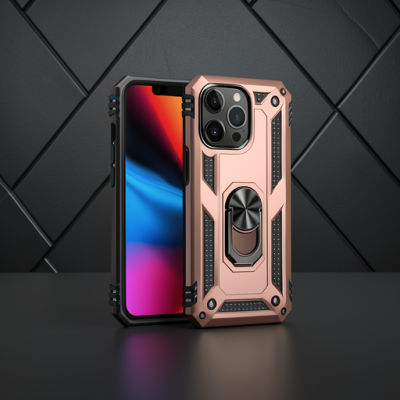 Apple İphone 14 Pro Kılıf Sofya Yüzüklü Silikon Kapak - Rose