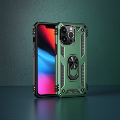Apple İphone 14 Pro Kılıf Sofya Yüzüklü Silikon Kapak - Yeşil