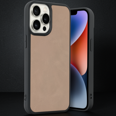 Apple İphone 14 Pro Max Kılıf Aras Deri Kapak - Pudra