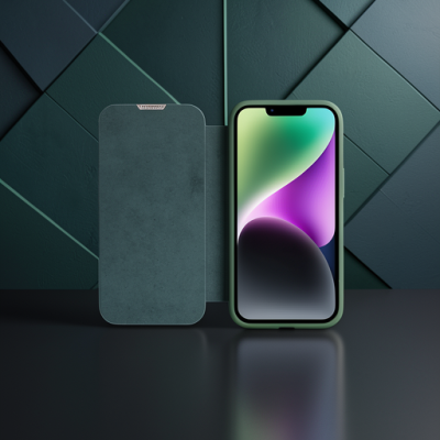 Apple İphone 14 Pro Max Kılıf Dolpin Kapaklı - Koyu Yeşil