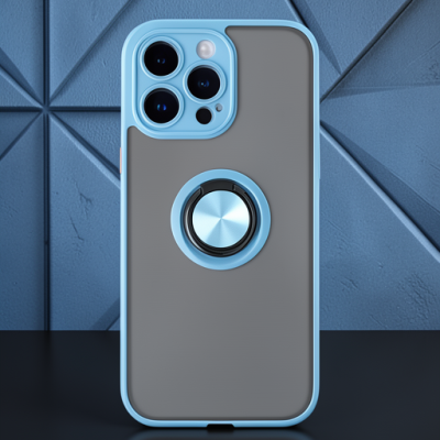 Apple İphone 14 Pro Max Kılıf Montreal Yüzüklü Silikon Kapak - Buz Mavi