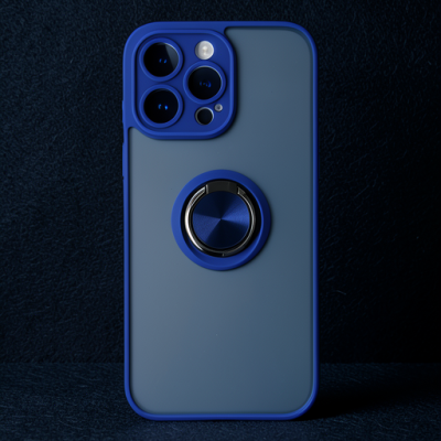 Apple İphone 14 Pro Max Kılıf Montreal Yüzüklü Silikon Kapak - Lacivert