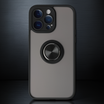 Apple İphone 14 Pro Max Kılıf Montreal Yüzüklü Silikon Kapak - Siyah