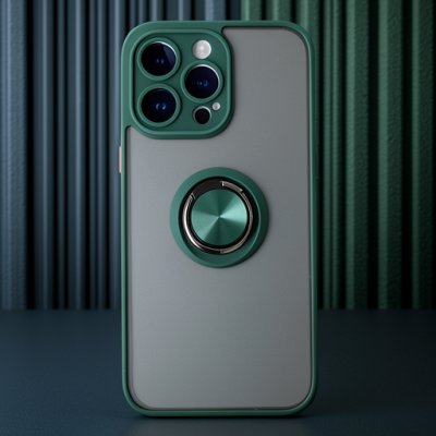 Apple İphone 14 Pro Max Kılıf Montreal Yüzüklü Silikon Kapak - Yeşil