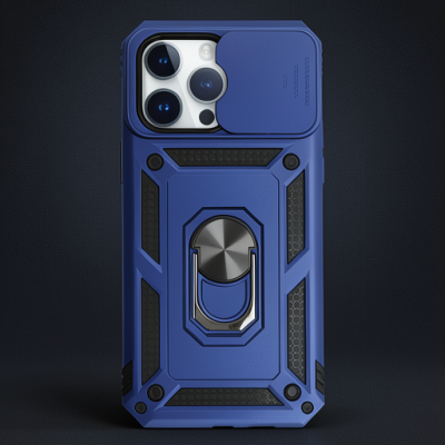 Apple İphone 14 Pro Max Kılıf Pars Lens Yüzüklü Silikon - Lacivert