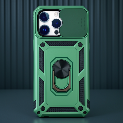 Apple İphone 14 Pro Max Kılıf Pars Lens Yüzüklü Silikon - Yeşil