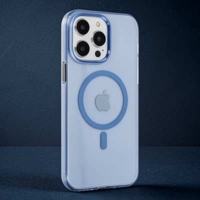 Apple İphone 14 Pro Max Kılıf Tron Şeffaf Magsafe Kapak - Mavi