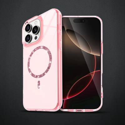 Apple İphone 14 Pro Max Live Diamond Magsafe Kapak - Pembe